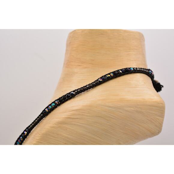 J Bloom Handmade Crystal Choker Necklace Wrap Black Chrome Beaded Signed Bin8 - Picture 6 of 12